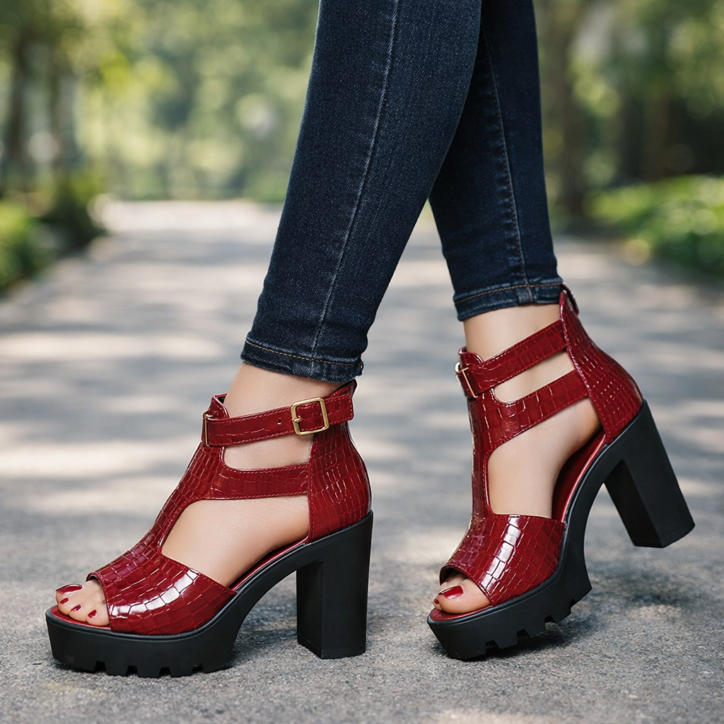Virella Croc Platform Heels