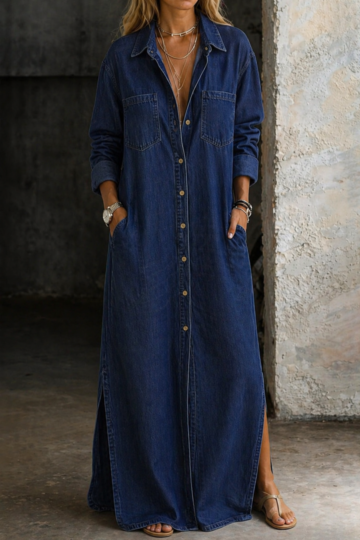Elara Button Down Maxi Dress