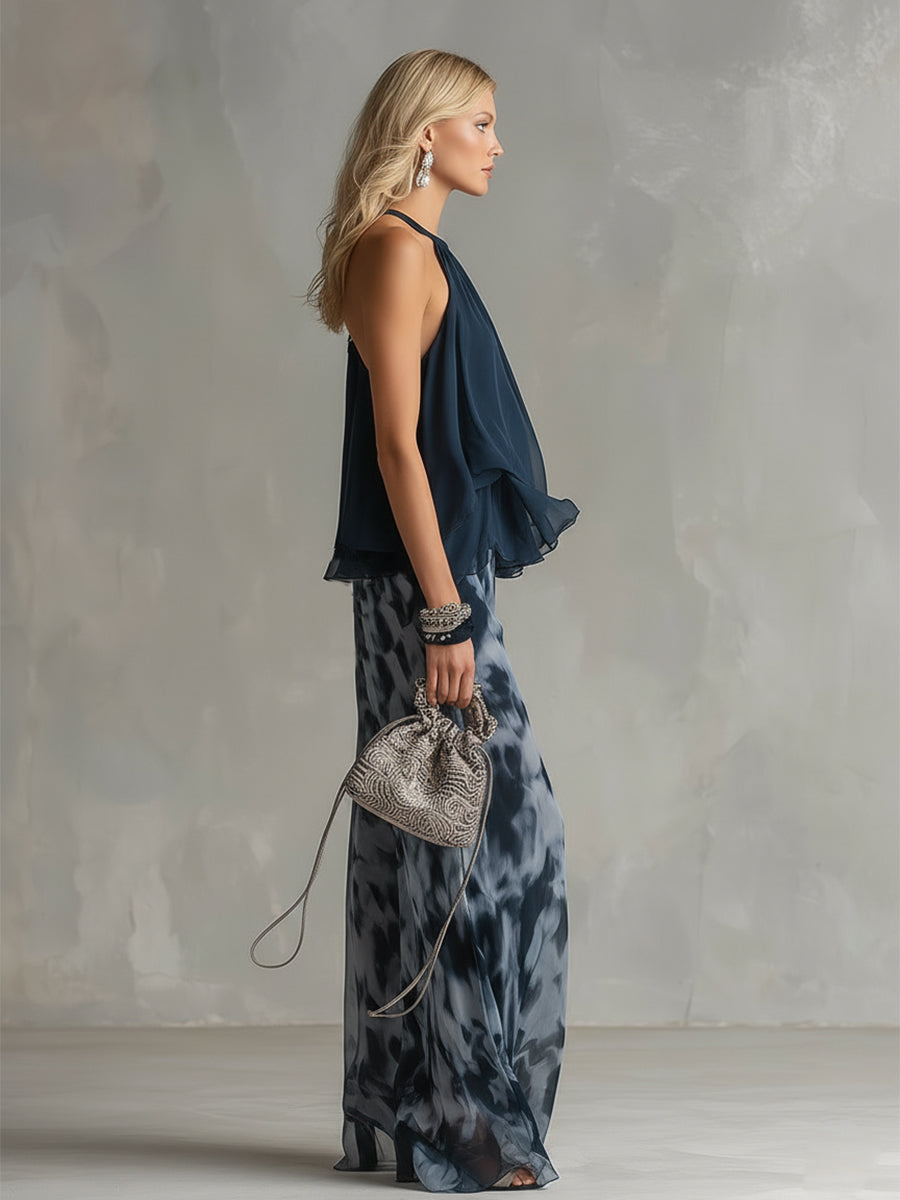 Elara Elegant Flowing Top & Wide-Leg Trouser Set