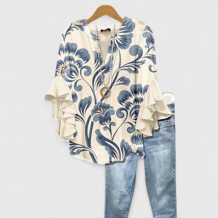 Isabella – Ruffle Sleeve Floral Print Blouse