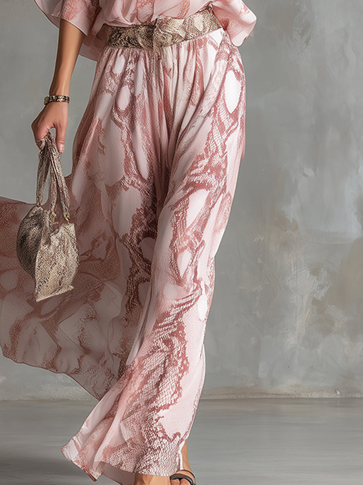 Zaria Snake Print One-Shoulder Co-Ord Set