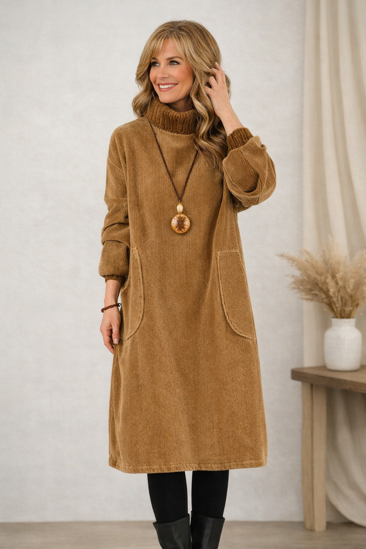 Evelyn Turtleneck Midi Sweater Dress