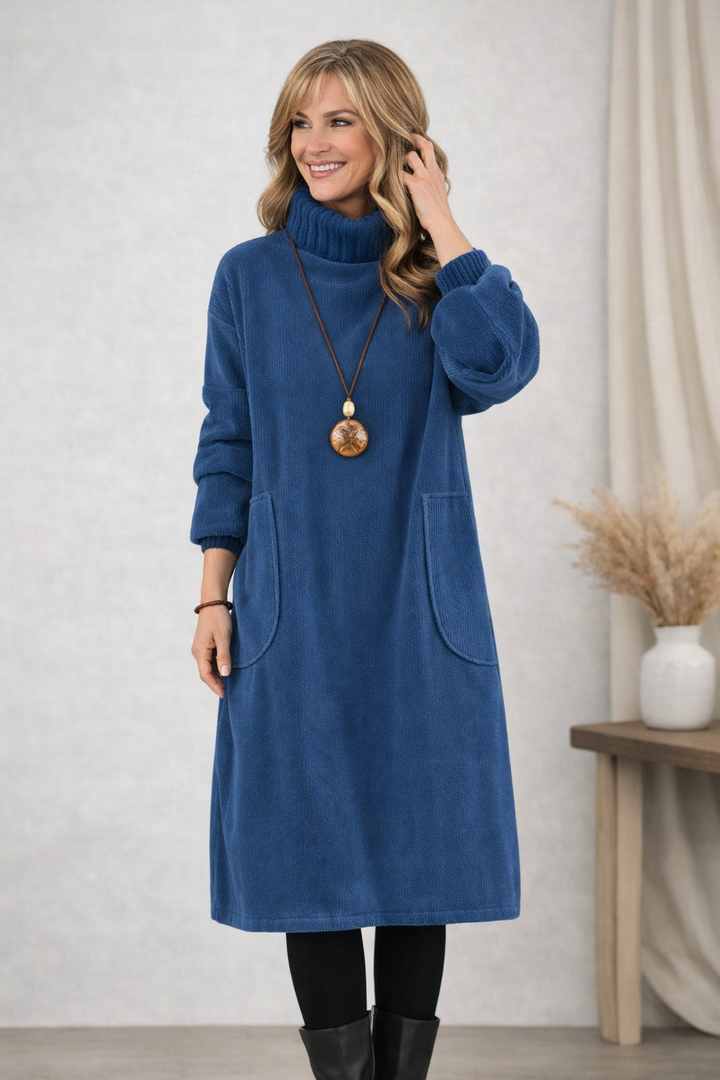 Evelyn Turtleneck Midi Sweater Dress