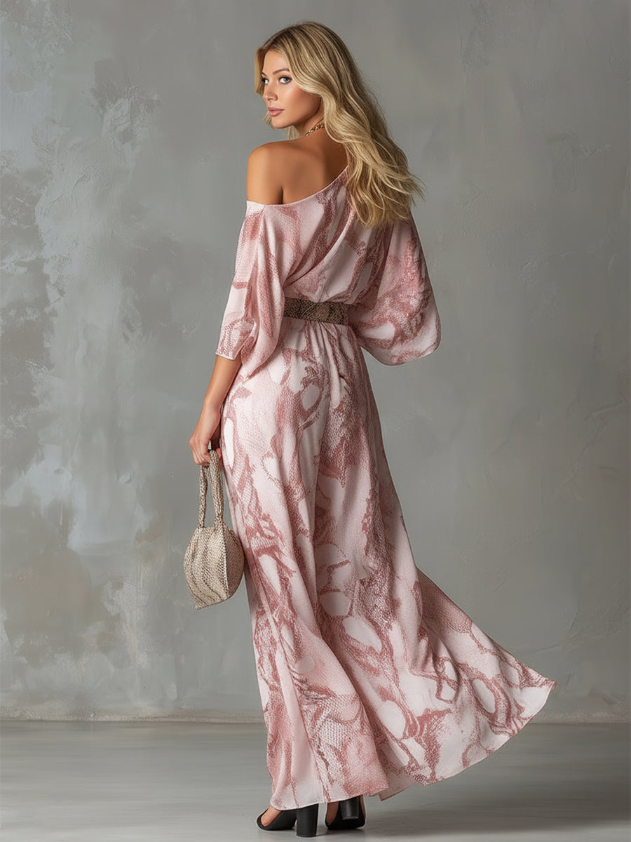 Zaria Snake Print One-Shoulder Co-Ord Set