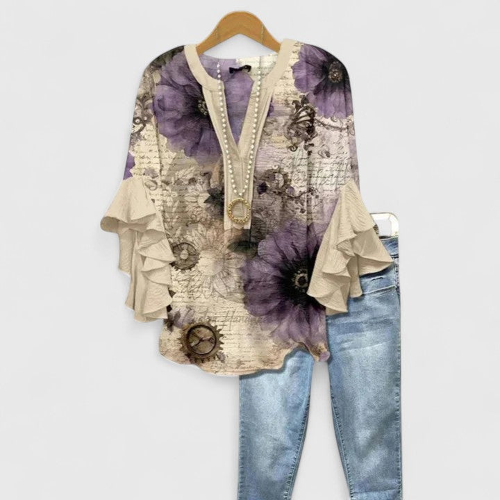 Isabella – Ruffle Sleeve Floral Print Blouse