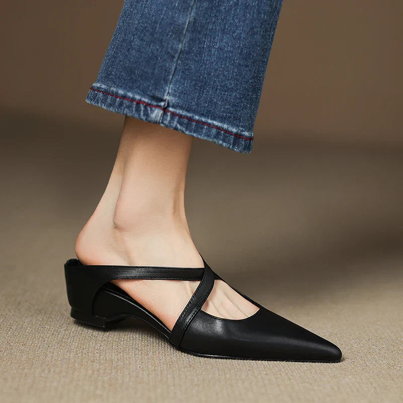 Serelina Leather Mule Slides