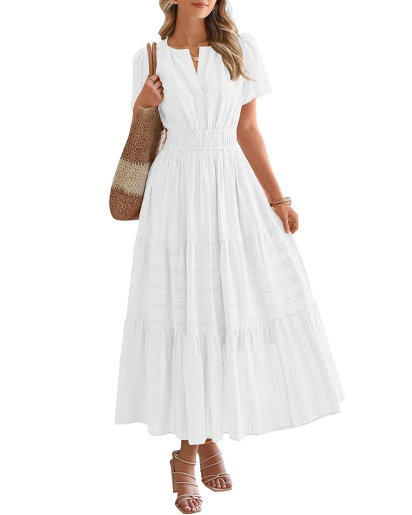 Elara – Tiered Maxi Dress with Smocked Waist