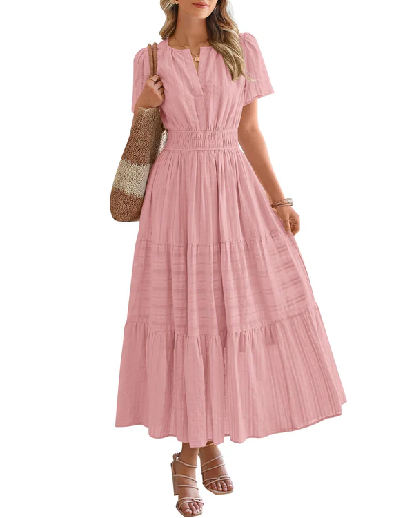 Elara – Tiered Maxi Dress with Smocked Waist
