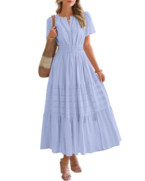 Elara – Tiered Maxi Dress with Smocked Waist