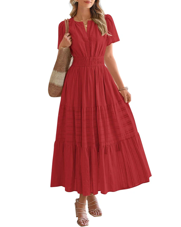 Elara – Tiered Maxi Dress with Smocked Waist