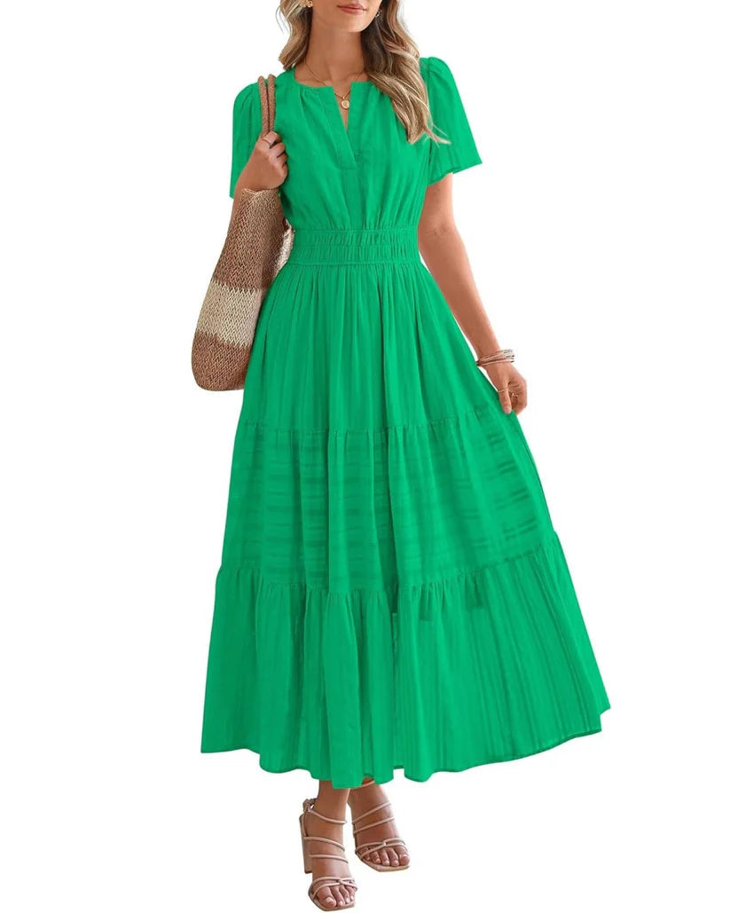 Elara – Tiered Maxi Dress with Smocked Waist