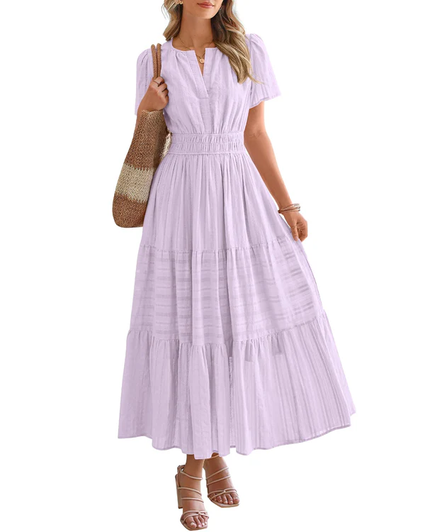 Elara – Tiered Maxi Dress with Smocked Waist