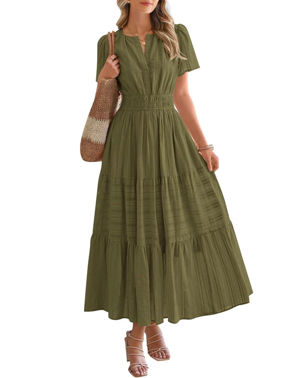 Elara – Tiered Maxi Dress with Smocked Waist