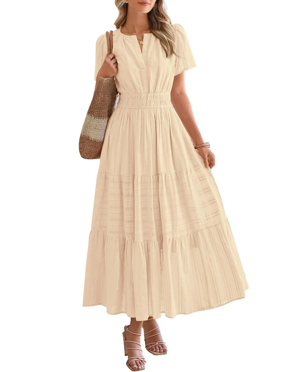 Elara – Tiered Maxi Dress with Smocked Waist