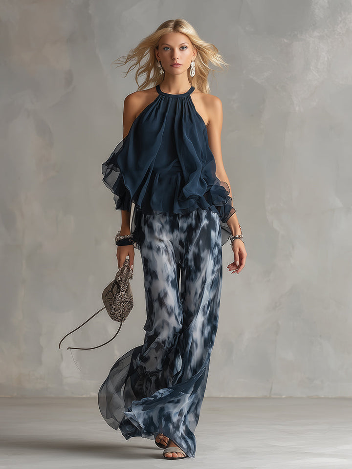 Elara Elegant Flowing Top & Wide-Leg Trouser Set
