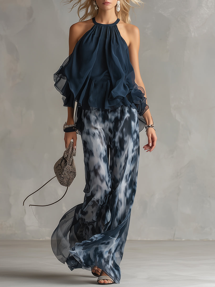 Elara Elegant Flowing Top & Wide-Leg Trouser Set