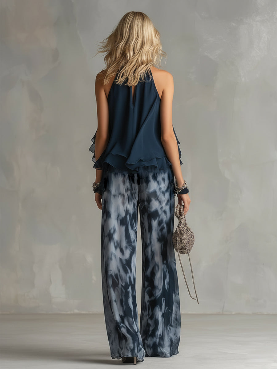 Elara Elegant Flowing Top & Wide-Leg Trouser Set