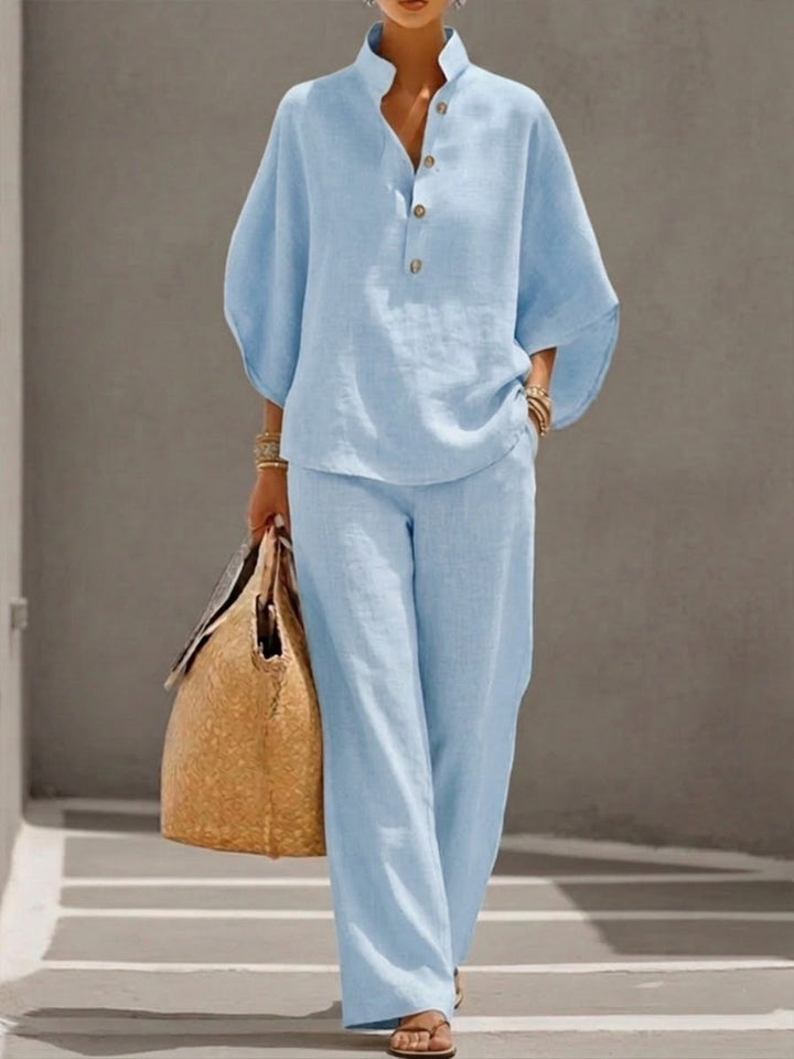 Selora Batwing Sleeve Wide-Leg Suit Set