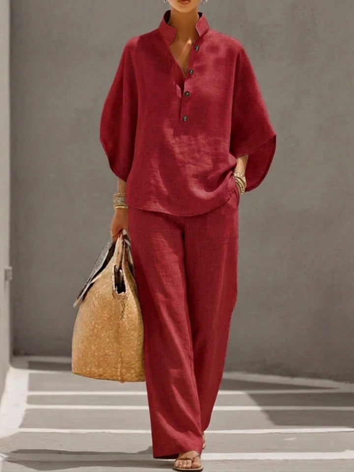 Selora Batwing Sleeve Wide-Leg Suit Set