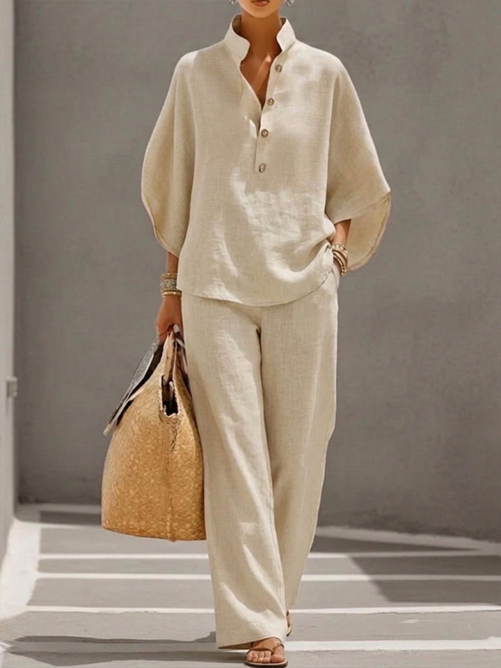 Selora Batwing Sleeve Wide-Leg Suit Set