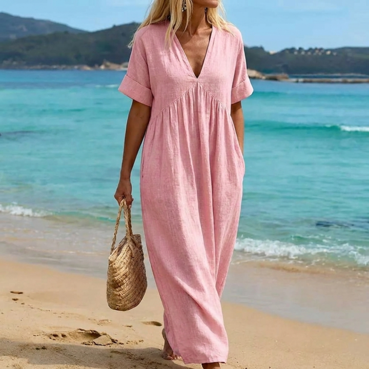 Relaxed Dress with V Neckline